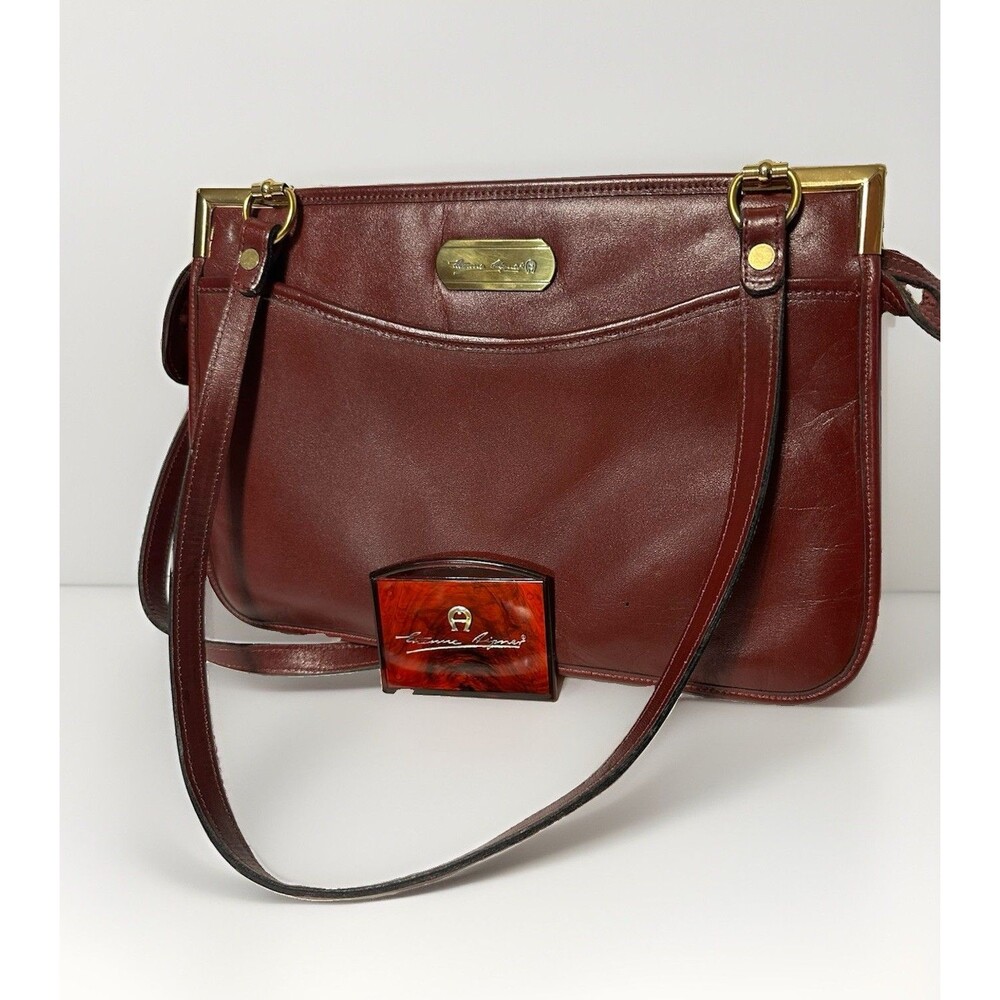 Vintage '60's/'70's Oxblood Etienne Aigner Shoulder Purse Bag with Mirror